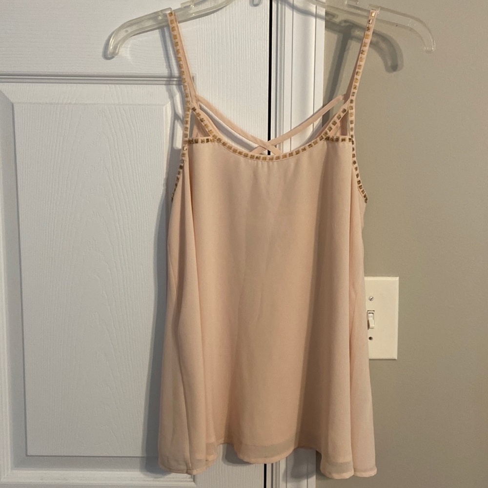 Forever 21 beaded flowy tank criss cross back size Small